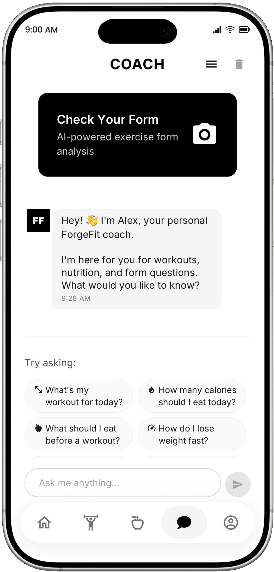 ForgeFit AI coach chat